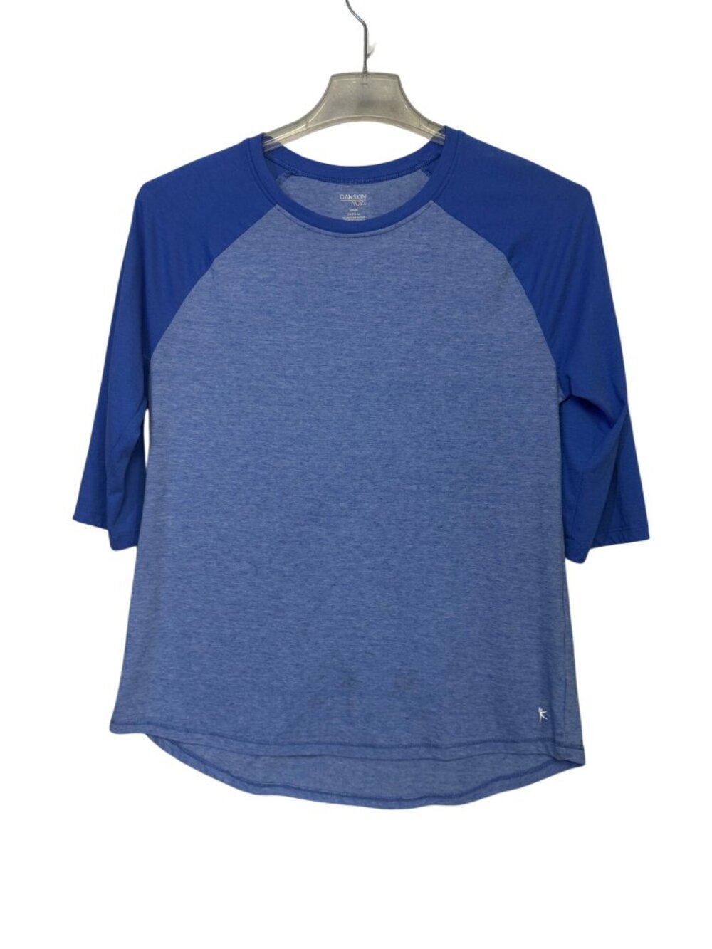 Danskin Womens Raglan Sleeve T-Shirt Blue Size Large Polyester Blend Loose Fit